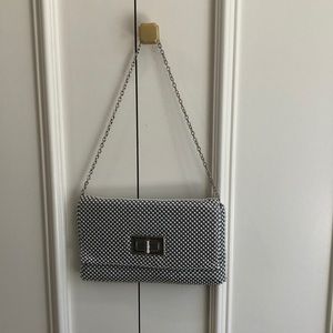 Silver beaded purse / clutch. About 5x8 inches.